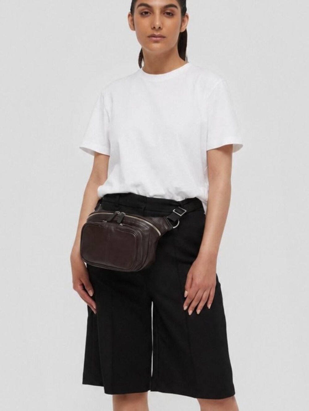 WANT LES ESSENTIELS 100% Leather Testa Belt Bag Crossbody Brown Waist Pack OS